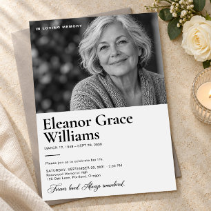 Modern Black and White Photo Memorial Service Invitation