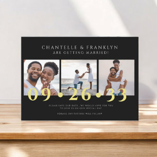 modern black and white photo save the date  invitation