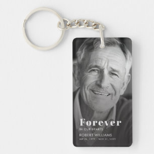 Modern Black and White Photo Sympathy Memorial Key Ring