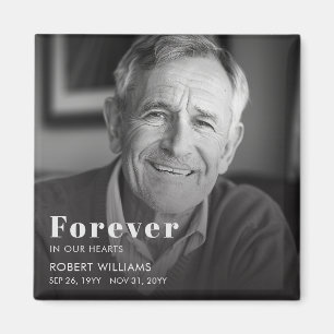 Modern Black and White Photo Sympathy Memorial Magnet