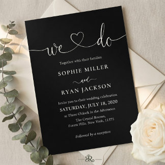 Modern black and white Photo Wedding Invitation