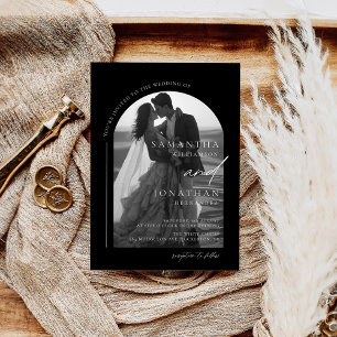 Modern Black and White Photo Wedding Invitation