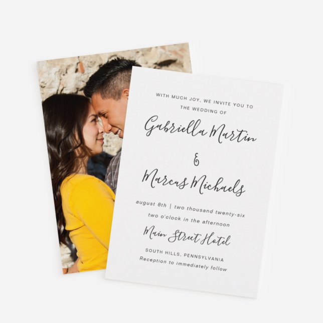Modern Black and White Photo Wedding Invitation (Creator Uploaded)