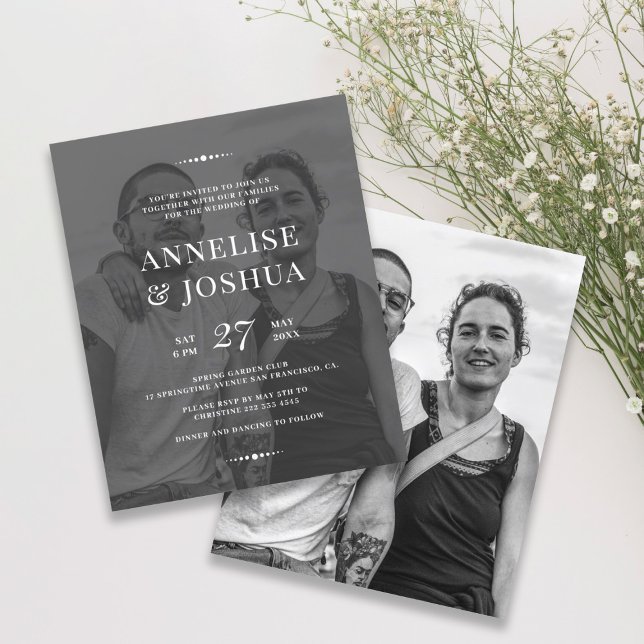 Modern black and white photo wedding invitation (Creator Uploaded)