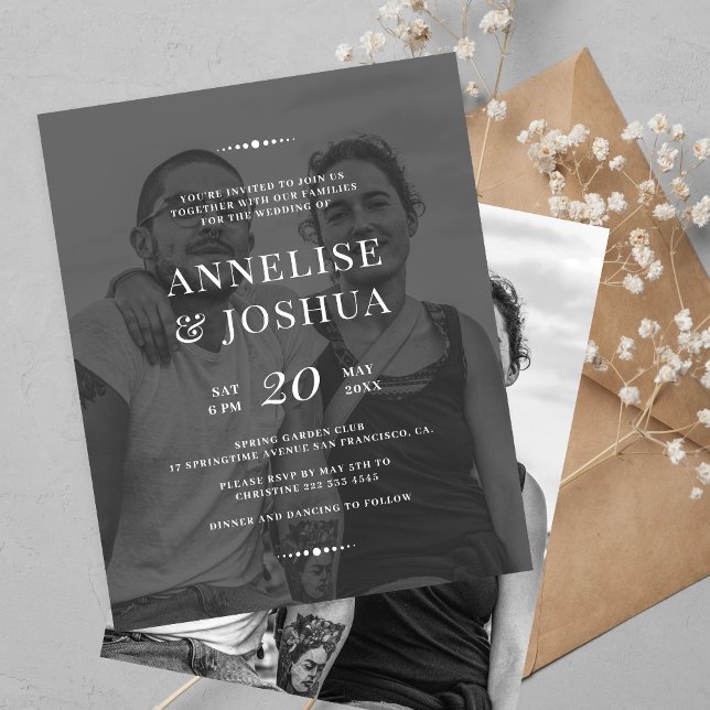 Modern black and white photo wedding invitation (Creator Uploaded)