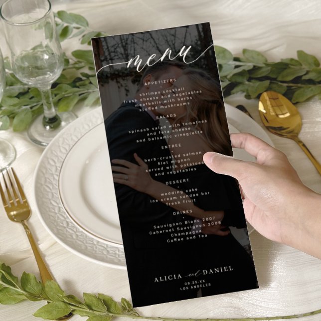 Modern black and white photo wedding menu (Creator Uploaded)