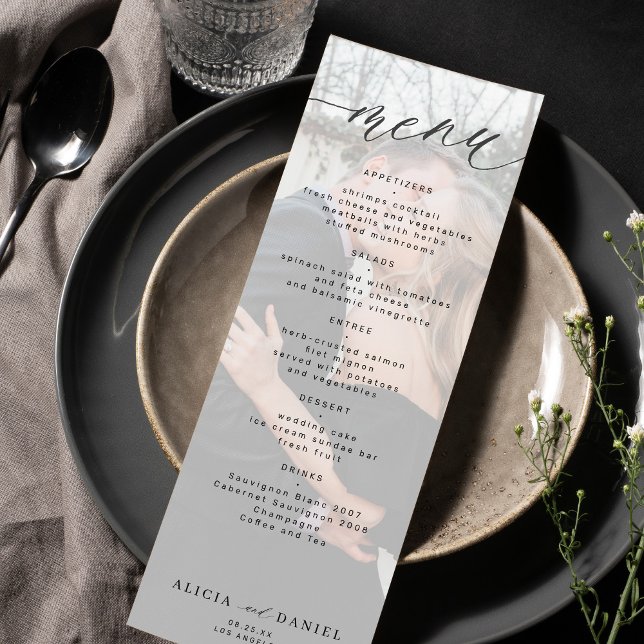 Modern black and white photo wedding menu (Creator Uploaded)