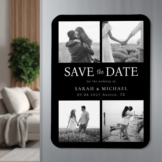 Modern Black and White Photo Wedding Save the Date Magnet (Creator Uploaded)