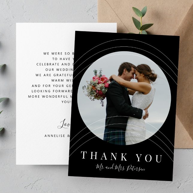 Modern black and white photo wedding thank you card (Creator Uploaded)