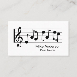 Modern Black and White Piano Teacher Business Card
