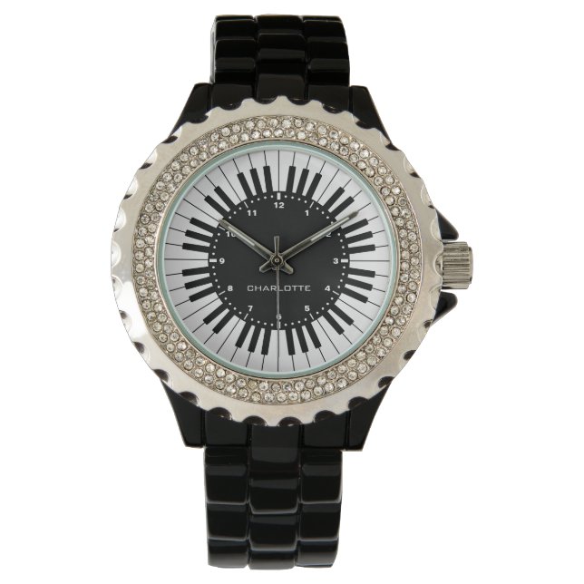 Modern Black And White Piano Watch (Front)