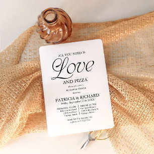 Modern Black and White Pizza Wedding Rehearsal Invitation