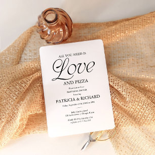 Modern Black and White Pizza Wedding Rehearsal Invitation