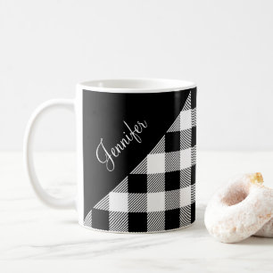 Modern Black And White Plaid Coffee Mug