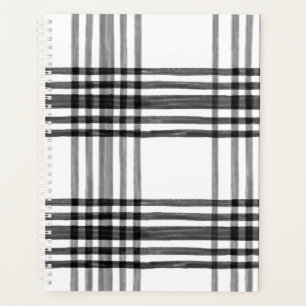 Modern Black and White Plaid Planner and Organiser
