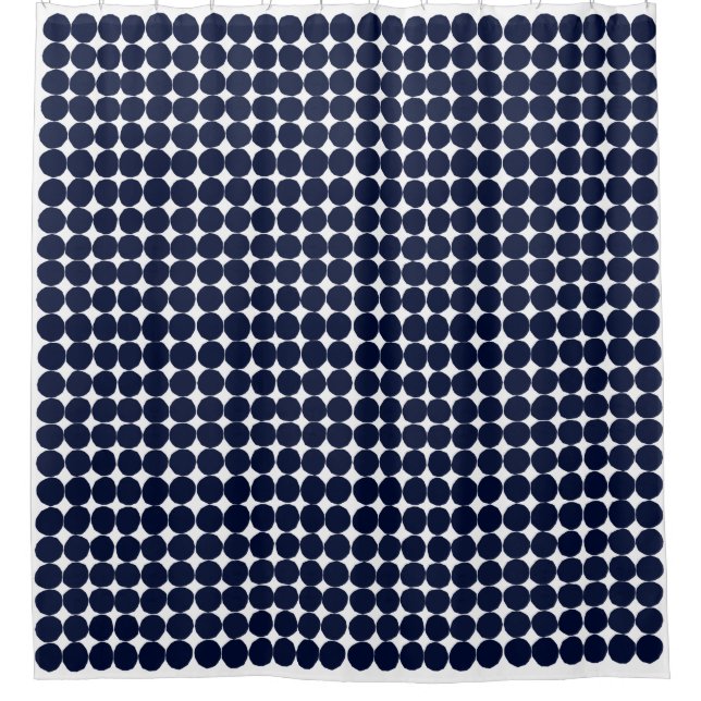 Modern black and white polka dot coaster shower curtain (Front)