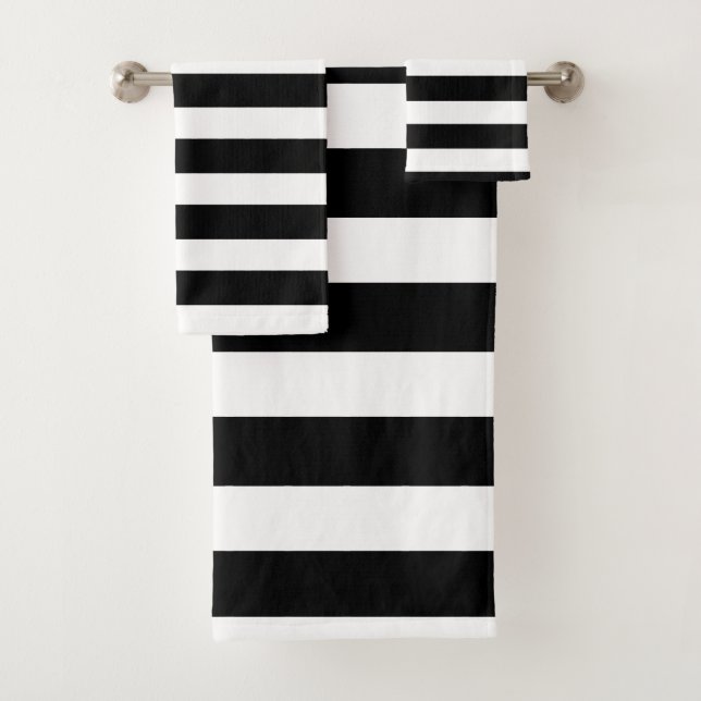 Modern Black and White Polka Dots Bath Towel Set (Insitu)