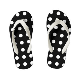 Modern Black and White Polka Dots Kid's Jandals