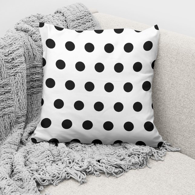 Modern Black And White Polka Dots Pattern Cushion (Creator Uploaded)