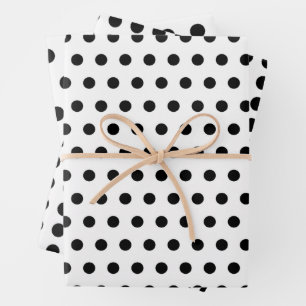 Modern Black and White Polka Dots Patterned Wrapping Paper Sheet