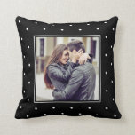 Modern Black and White Polka Dots with your Photo Cushion<br><div class="desc">This modern pillow features a black background with white polka dots and your own personal photos,  one on the front and one on the back. A perfect gift,  or keep for yourself!</div>