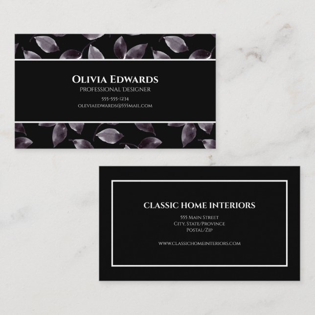 Modern Black and White Professional Business Card (Front/Back)