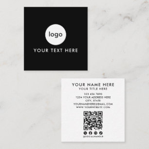 Modern Black And White QR Code Add Logo Minimalist Square Business Card