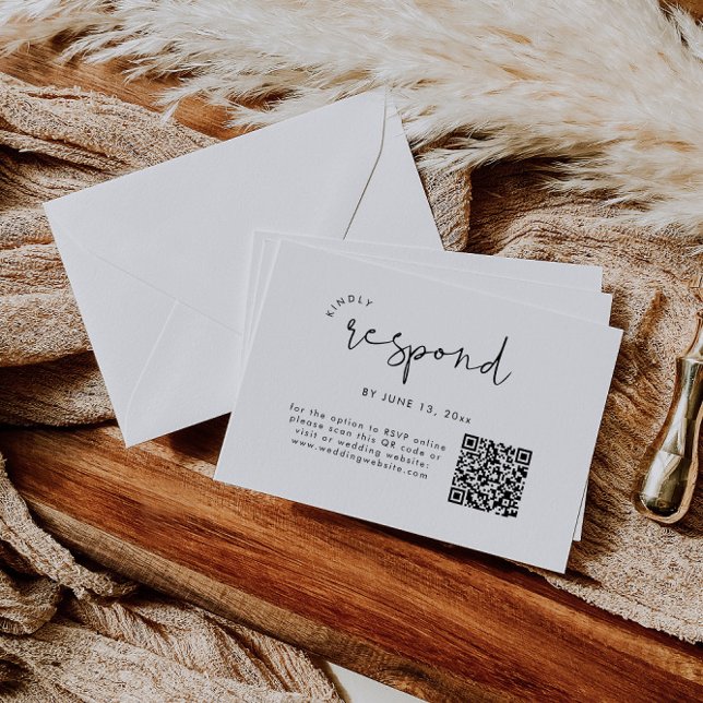 Modern Black and White QR Code Wedding RSVP Enclosure Card (Creator Uploaded)