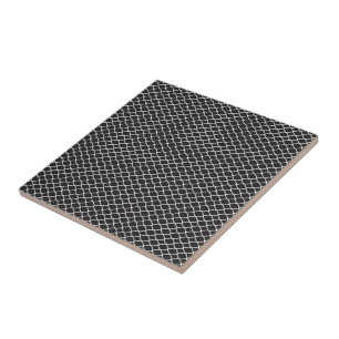 Modern Black and White Quatrefoil Pattern Tile
