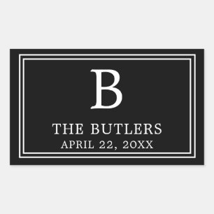 Modern Black and White Rectangular Sticker