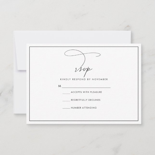 Modern Black and White RSVP Card (Front)