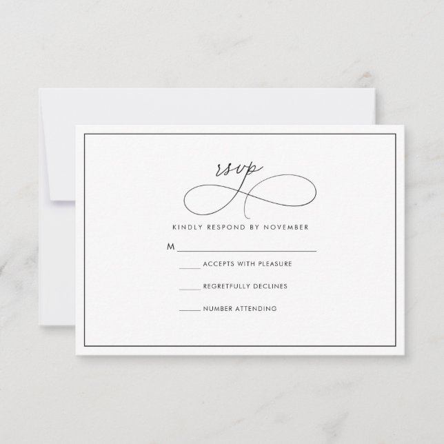 Modern Black and White RSVP Card (Front)