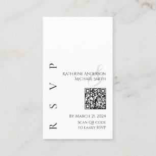 Modern Black and White RSVP with QR Code Business Card