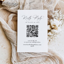 Modern Black and White RSVP with QR Code Card