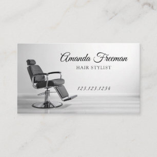 Modern Black and White Salon Chair Layout Business Card
