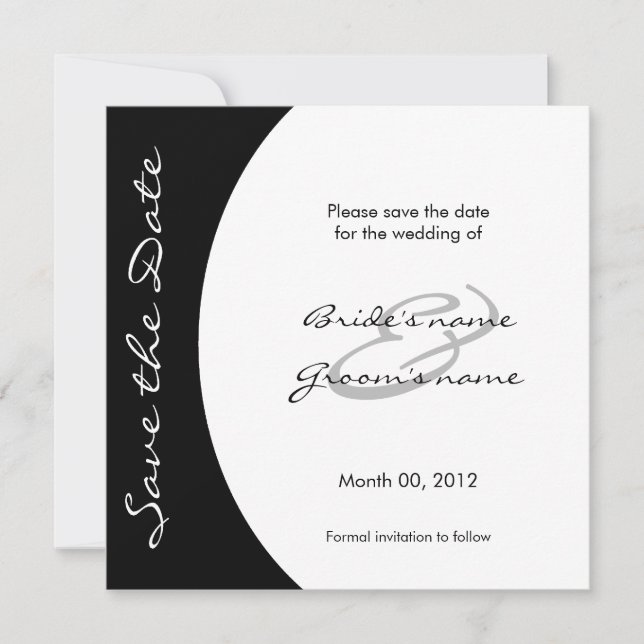 Modern Black and White Save the Date Cards (Front)