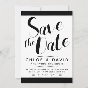 Modern Black and White Save the Date Invitation