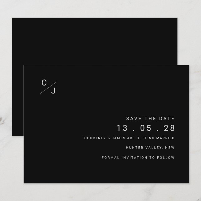 Modern black and white save the date invitation (Front/Back)
