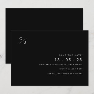 Modern black and white save the date invitation
