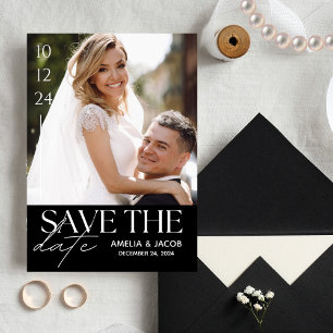 Modern Black and White Save the Date Photo Invitation