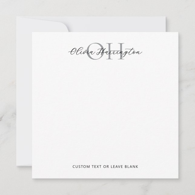 Modern Black and White Script Classic Square Card (Front)