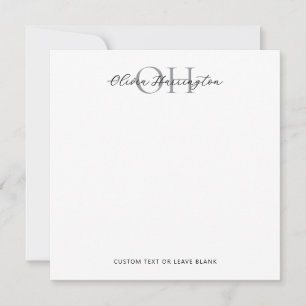 Modern Black and White Script Classic Square Card