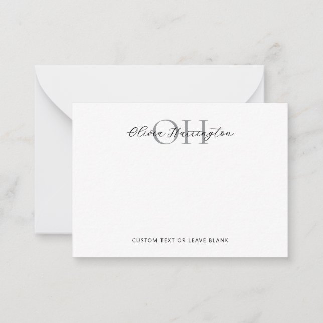 Modern Black and White Script Classic Typography Card (Front)