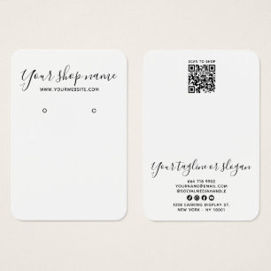 Modern Black And White Script Earring Display Card