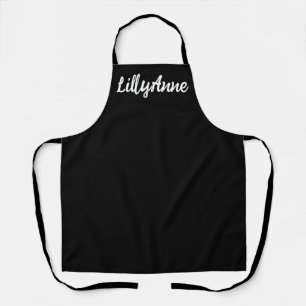 Modern Black And White Script Personalised Womens Apron