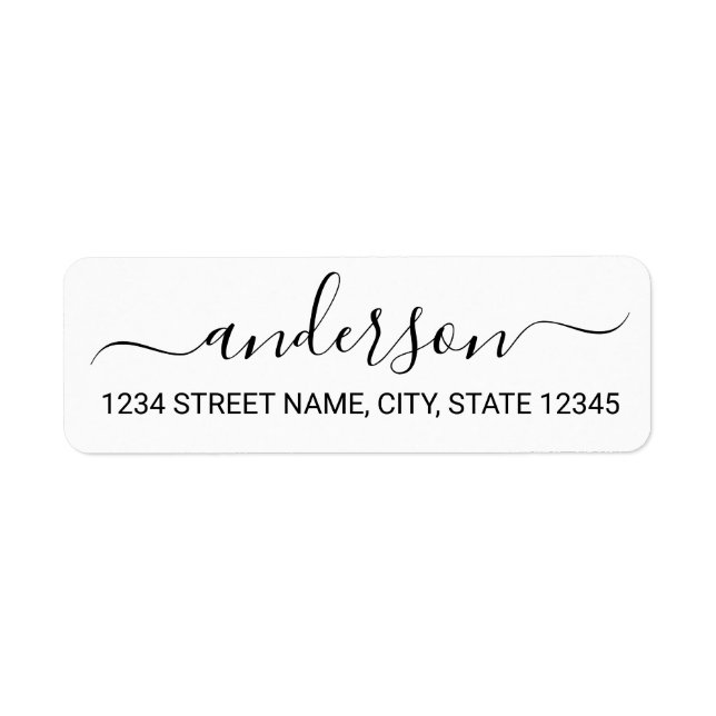 Modern Black and White Script Return Address (Front)