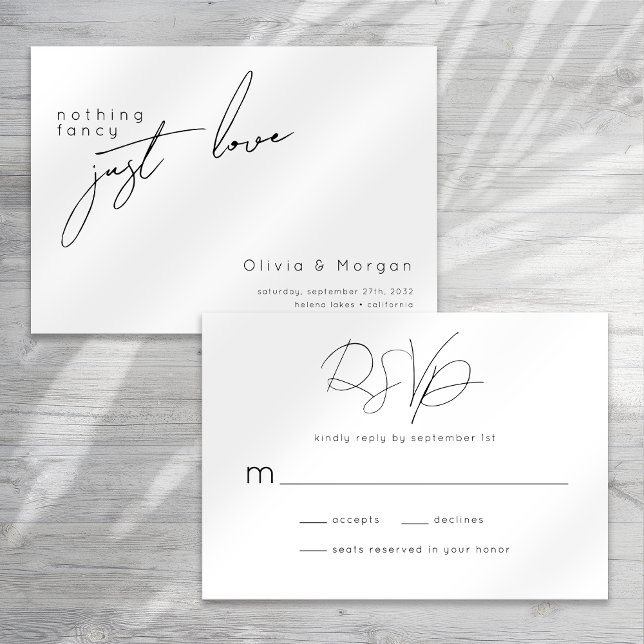 Modern Black And White Script Wedding RSVP Card (Creator Uploaded)