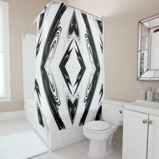 Modern Black and White Shower Curtain (In Situ)