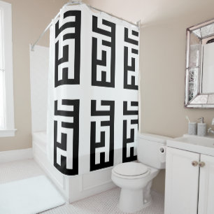 Modern Black and White Shower Curtain