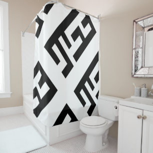 Modern Black and White Shower Curtain 2